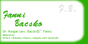 fanni bacsko business card